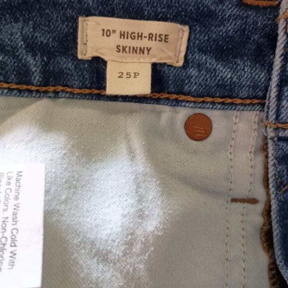Madewell 10" High Rise Skinny Button Fly Jeans Stretch size 25P - Picture 3 of 7